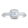 Thumbnail Image 3 of 0.69 CT. T.W. Diamond Rounded Frame Double Row Engagement Ring in 14K White Gold (I/VS2)
