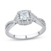 Thumbnail Image 1 of 0.69 CT. T.W. Cushion-Cut Diamond Frame Criss-Cross Split Shank Engagement Ring in 14K White Gold (I/VS2)