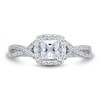 Thumbnail Image 2 of 0.69 CT. T.W. Cushion-Cut Diamond Frame Criss-Cross Split Shank Engagement Ring in 14K White Gold (I/VS2)