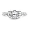 Thumbnail Image 2 of 0.95 CT. T.W. Oval Diamond Frame Three Stone Split Shank Engagement Ring in 14K White Gold (I/I1-SI2)