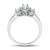 Thumbnail Image 3 of 0.95 CT. T.W. Oval Diamond Frame Three Stone Split Shank Engagement Ring in 14K White Gold (I/I1-SI2)