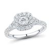 Thumbnail Image 1 of 0.95 CT. T.W. Cushion-Cut Diamond Frame Tri-Sides Vintage-Style Engagement Ring in 14K White Gold (I/SI2)