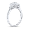 Thumbnail Image 2 of 0.95 CT. T.W. Cushion-Cut Diamond Frame Tri-Sides Vintage-Style Engagement Ring in 14K White Gold (I/SI2)