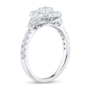 Thumbnail Image 1 of 0.95 CT. T.W. Cushion-Cut Diamond Frame Tri-Sides Vintage-Style Engagement Ring in 14K White Gold (I/SI2)