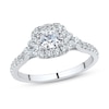 Thumbnail Image 1 of 0.95 CT. T.W. Cushion-Cut Diamond Frame Tri-Sides Engagement Ring in 14K White Gold (I/SI2-VS2)
