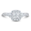 Thumbnail Image 3 of 0.95 CT. T.W. Cushion-Cut Diamond Frame Tri-Sides Engagement Ring in 14K White Gold (I/SI2-VS2)