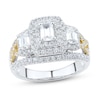 Thumbnail Image 1 of 1.95 CT. T.W. Emerald-Cut Diamond Frame Split Shank Three Stone Engagement Ring in 14K Two-Tone Gold (I/I1)