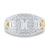 Thumbnail Image 3 of 1.95 CT. T.W. Emerald-Cut Diamond Frame Split Shank Three Stone Engagement Ring in 14K Two-Tone Gold (I/I1)