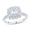 Thumbnail Image 1 of 1.45 CT. T.W. Cushion-Cut Diamond Scallop Double Frame Engagement Ring in 14K White Gold (I/SI2)