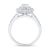 Thumbnail Image 2 of 1.45 CT. T.W. Cushion-Cut Diamond Scallop Double Frame Engagement Ring in 14K White Gold (I/SI2)