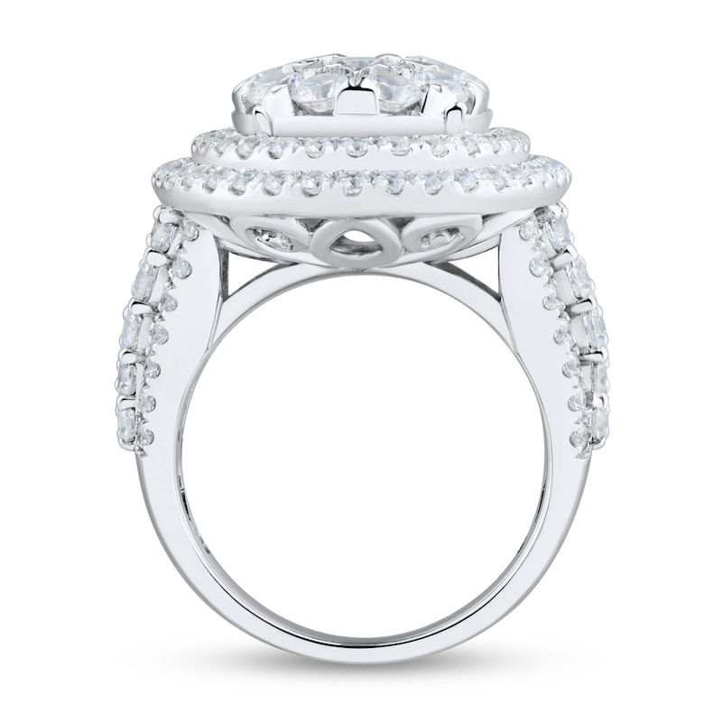 3.95 CT. T.W. Oval Multi-Diamond Double Frame Engagement Ring in 14K ...
