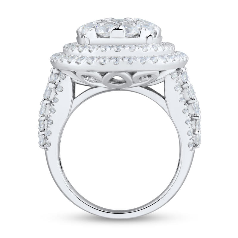 Main Image 2 of 3.95 CT. T.W. Oval Multi-Diamond Double Frame Engagement Ring in 14K White Gold