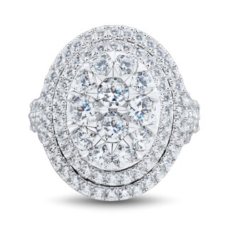 3.95 CT. T.W. Oval Multi-Diamond Double Frame Engagement Ring in 14K White Gold
