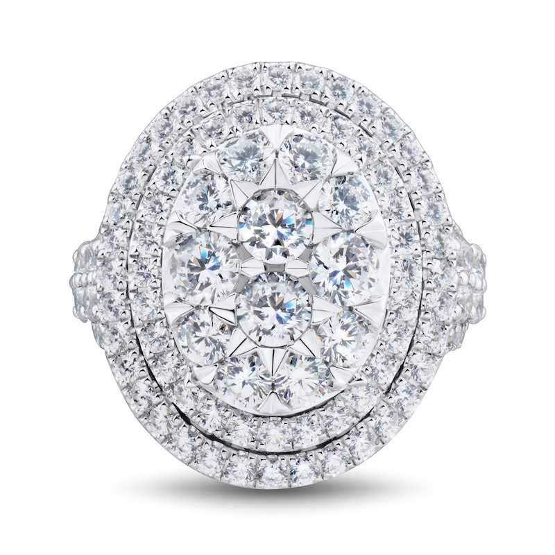 Main Image 3 of 3.95 CT. T.W. Oval Multi-Diamond Double Frame Engagement Ring in 14K White Gold