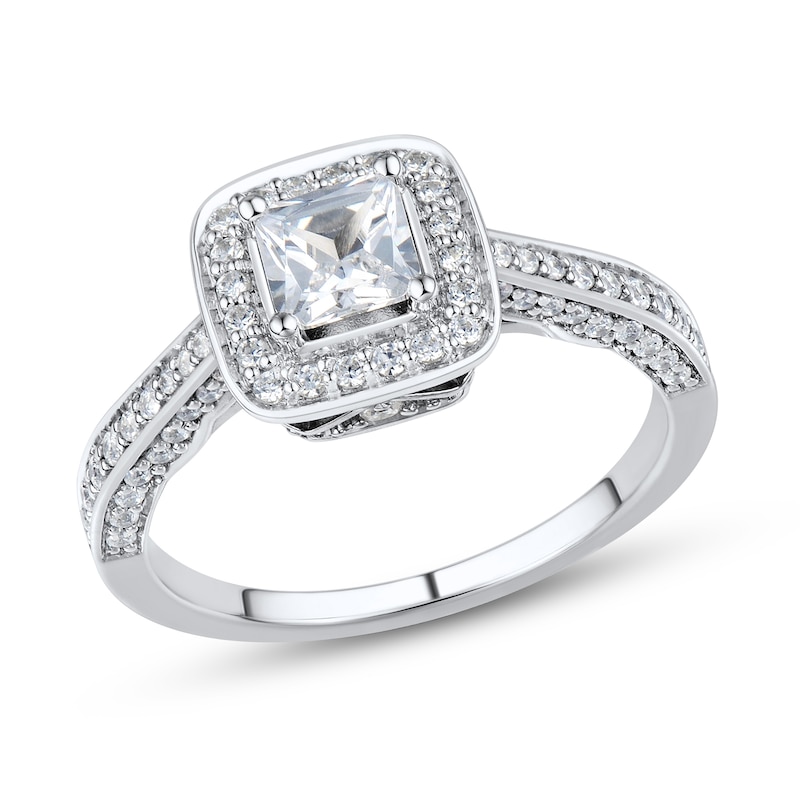 0.95 CT. T.W. Cushion-Cut Diamond Polished Frame Engagement Ring in 14K White Gold (I/SI2-VS2)|Peoples Jewellers