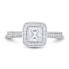 Thumbnail Image 3 of 0.95 CT. T.W. Cushion-Cut Diamond Polished Frame Engagement Ring in 14K White Gold (I/SI2-VS2)