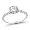 Thumbnail Image 1 of 0.95 CT. T.W. Cushion-Cut Diamond Frame Engagement Ring in 14K White Gold (I/SI2-VS2)
