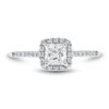 Thumbnail Image 3 of 0.95 CT. T.W. Cushion-Cut Diamond Frame Engagement Ring in 14K White Gold (I/SI2-VS2)