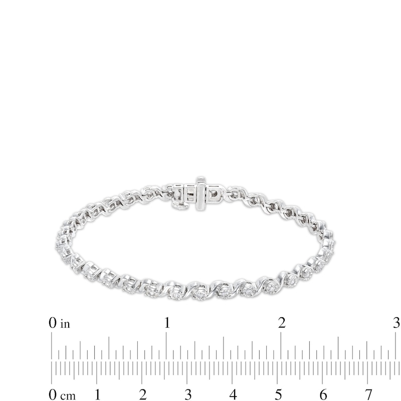 Main Image 4 of 1.63 CT. T.W. Diamond Cascading Tennis-Style Necklace, Bracelet and Drop Earrings Set in Sterling Silver