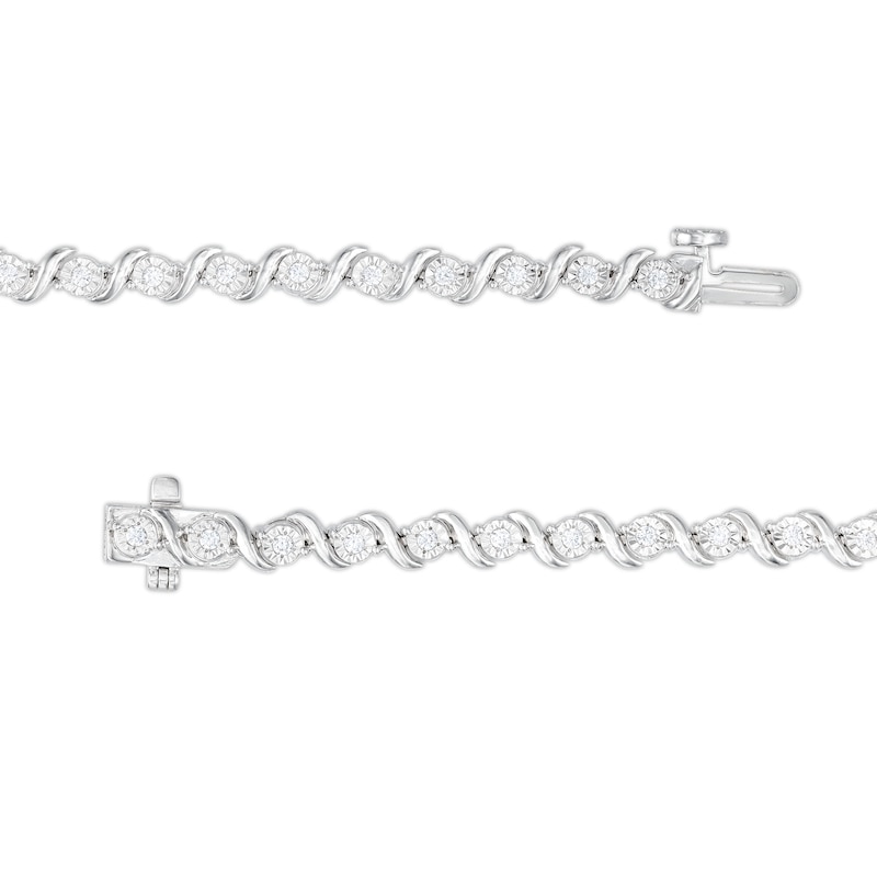 Main Image 5 of 1.63 CT. T.W. Diamond Cascading Tennis-Style Necklace, Bracelet and Drop Earrings Set in Sterling Silver