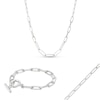 Thumbnail Image 1 of Paper Clip Chain Necklace and Bracelet Set in Solid Sterling Silver