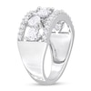 Thumbnail Image 2 of Heart-Shaped White Lab-Created Sapphire Edge Wavy Row Ring in Sterling Silver