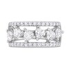 Thumbnail Image 3 of Heart-Shaped White Lab-Created Sapphire Edge Wavy Row Ring in Sterling Silver