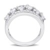 Thumbnail Image 4 of Heart-Shaped White Lab-Created Sapphire Edge Wavy Row Ring in Sterling Silver