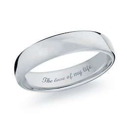 Men's 6.5mm Comfort-Fit Euro Engravable Wedding Band in 14K White Gold (1 Line)