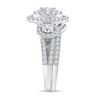 Thumbnail Image 2 of 1.40 CT. T.W. Oval Diamond Frame Double Row Three Stone Bridal Set in 14K White Gold (I/I1)