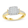 Thumbnail Image 0 of 0.58 CT. T.W. Princess Multi-Diamond Linear Tri-Sides Vintage-Style Engagement Ring in 10K Gold