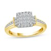 Thumbnail Image 0 of 0.58 CT. T.W. Princess Multi-Diamond Linear Tri-Sides Vintage-Style Engagement Ring in 10K Gold