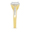 Thumbnail Image 2 of 0.58 CT. T.W. Princess Multi-Diamond Linear Tri-Sides Vintage-Style Engagement Ring in 10K Gold