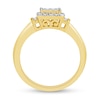Thumbnail Image 2 of 0.58 CT. T.W. Princess Multi-Diamond Linear Tri-Sides Vintage-Style Engagement Ring in 10K Gold