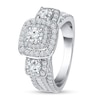 Thumbnail Image 2 of 1.45 CT. T.W. Diamond Cushion Frame Three Stone Engagement Ring in 10K White Gold (I/I1)
