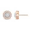 Thumbnail Image 1 of 0.45 CT. T.W. Multi-Diamond Scallop Frame Vintage-Style Stud Earrings in 10K Two-Tone Gold