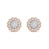 Thumbnail Image 2 of 0.45 CT. T.W. Multi-Diamond Scallop Frame Vintage-Style Stud Earrings in 10K Two-Tone Gold