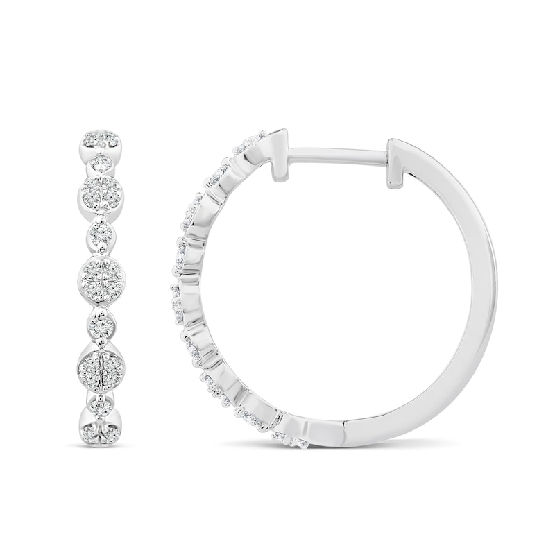 Alternating 0.23 CT. T.W. Multi-Diamond Hoop Earrings in 10K White Gold|Peoples Jewellers