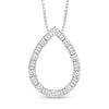 Thumbnail Image 1 of 0.45 CT. T.W. Baguette and Round Diamond Outline Teardrop Pendant in 10K White Gold