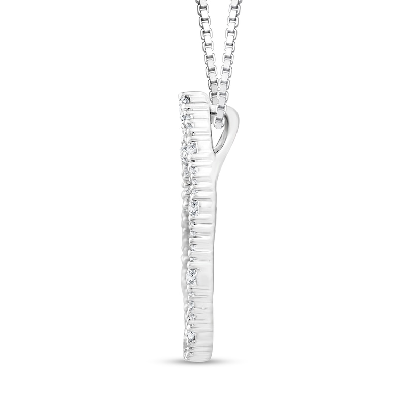 0.45 CT. T.W. Baguette and Round Diamond Outline Teardrop Pendant in 10K White Gold