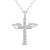 Thumbnail Image 1 of 0.18 CT. T.W. Diamond Double Row Cross with Wings Pendant in 10K White Gold