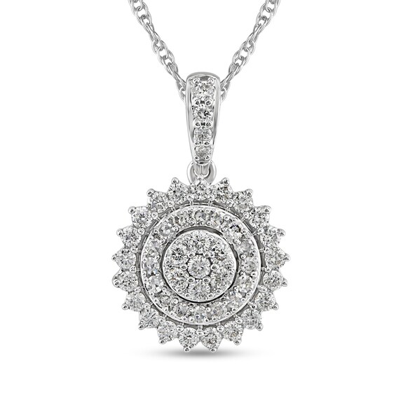 CT. T.W. Multi-Diamond Shadow Frame Pendant in 14K White Gold