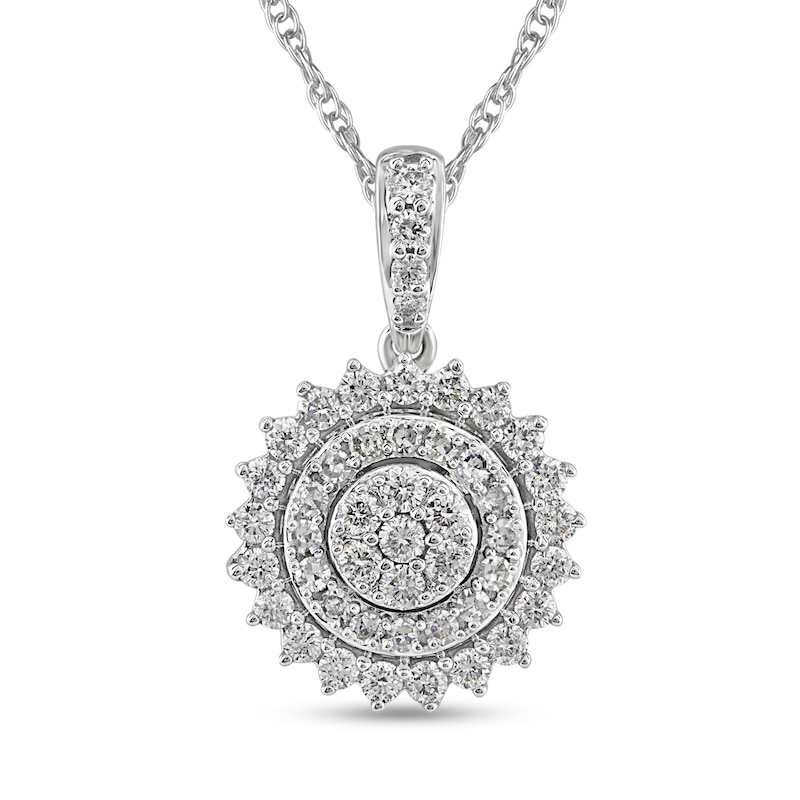 CT. T.W. Multi-Diamond Shadow Frame Pendant in 14K White Gold|Peoples Jewellers