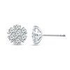 Thumbnail Image 1 of 0.95 CT. T.W. Diamond Squared Flower Stud Earrings in 14K White Gold