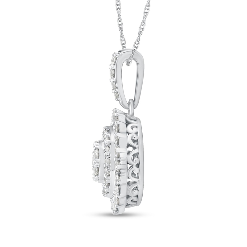 Main Image 2 of 0.95 CT. T.W. Multi-Diamond Shadow Frame Pendant in 14K White Gold