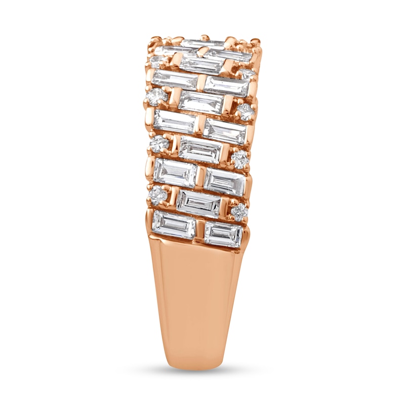 Main Image 2 of 0.95 CT. T.W. Diamond Brick Pattern Ring in 14K Rose Gold