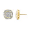 Thumbnail Image 1 of 1.45 CT. T.W. Cushion Multi-Diamond Frame Stud Earrings in 14K Gold