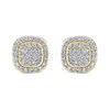Thumbnail Image 2 of 1.45 CT. T.W. Cushion Multi-Diamond Frame Stud Earrings in 14K Gold