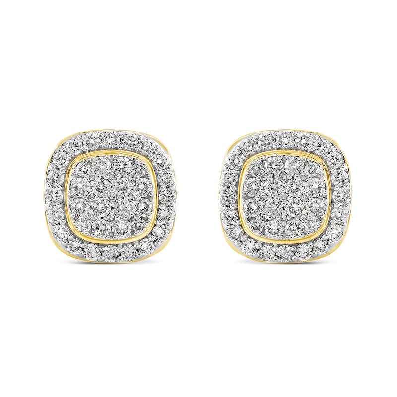 1.45 CT. T.W. Cushion Multi-Diamond Frame Stud Earrings in 14K Gold