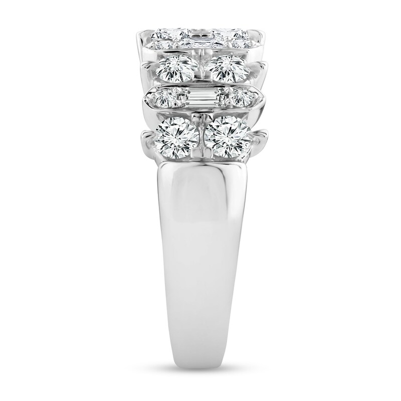 Alternating 1.45 CT. T.W. Diamond Duos Linear Bars Ring in 14K White Gold